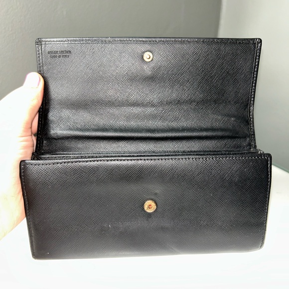 Vivienne Westwood Black Leather Long Wallet w/ Red Interior - Picture 3 of 16